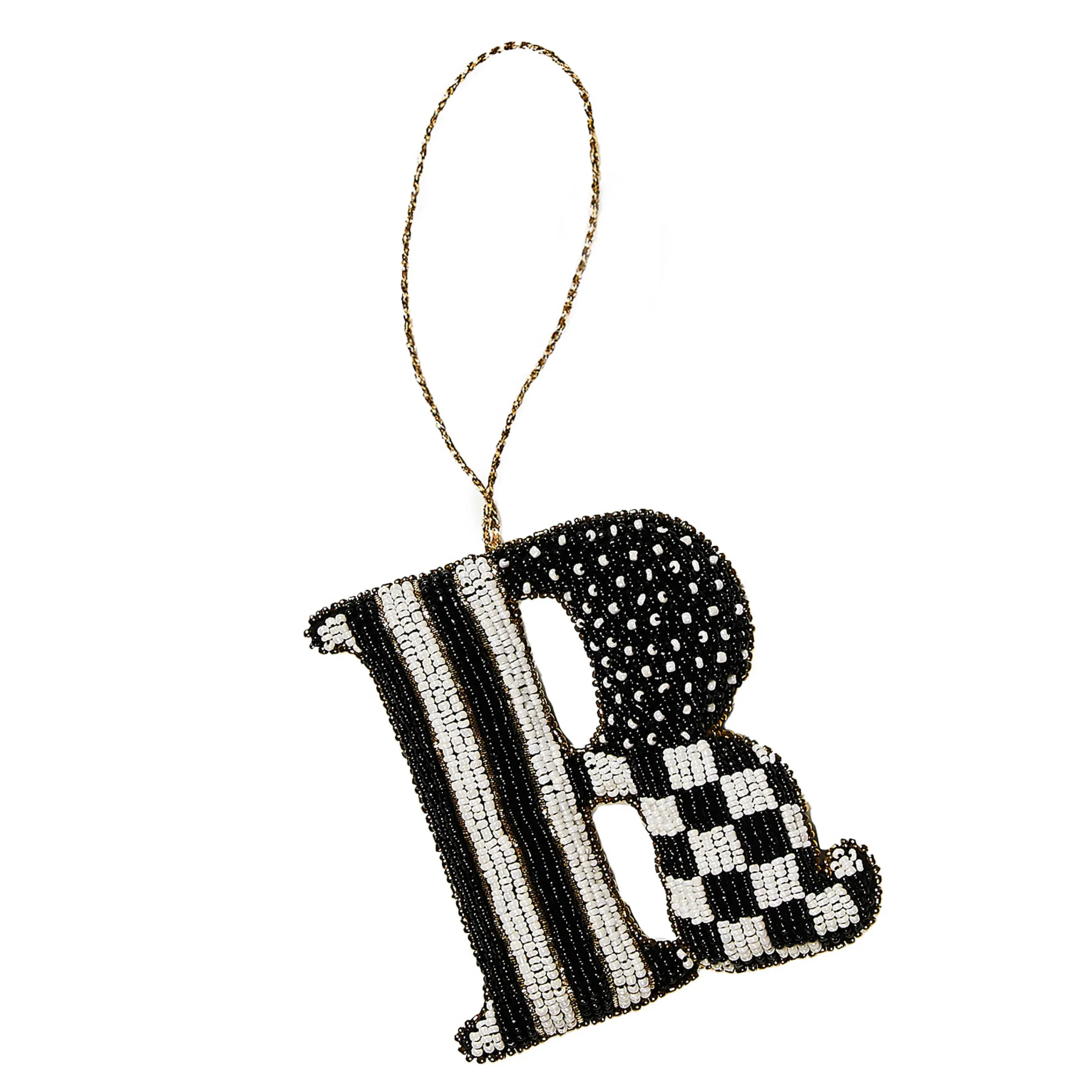 MacKenzie-Childs Holiday<Monogram Beaded R Ornament