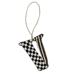 MacKenzie-Childs Holiday<Monogram Beaded V Ornament