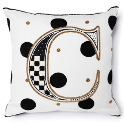 MacKenzie-Childs Pillows, Throws, & Cushions<Monogram C Beaded Throw Pillow