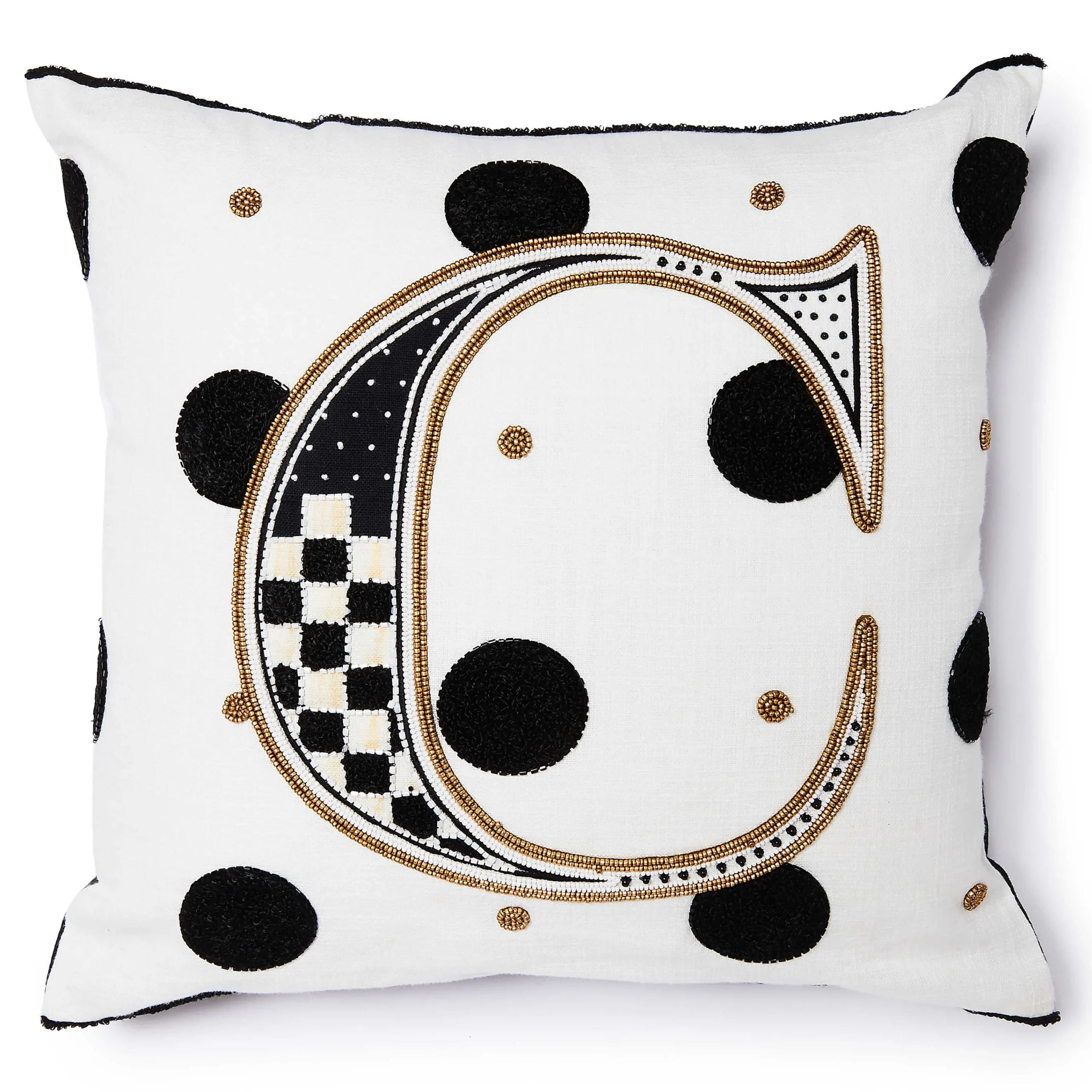 MacKenzie-Childs Pillows, Throws, & Cushions<Monogram C Beaded Throw Pillow