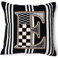 MacKenzie-Childs Pillows, Throws, & Cushions<Monogram E Beaded Throw Pillow