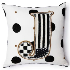 MacKenzie-Childs Pillows, Throws, & Cushions<Monogram J Beaded Throw Pillow
