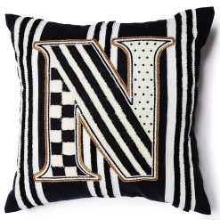MacKenzie-Childs Pillows, Throws, & Cushions<Monogram N Beaded Throw Pillow