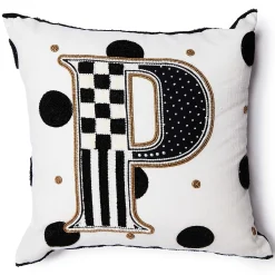 MacKenzie-Childs Pillows, Throws, & Cushions<Monogram P Beaded Throw Pillow