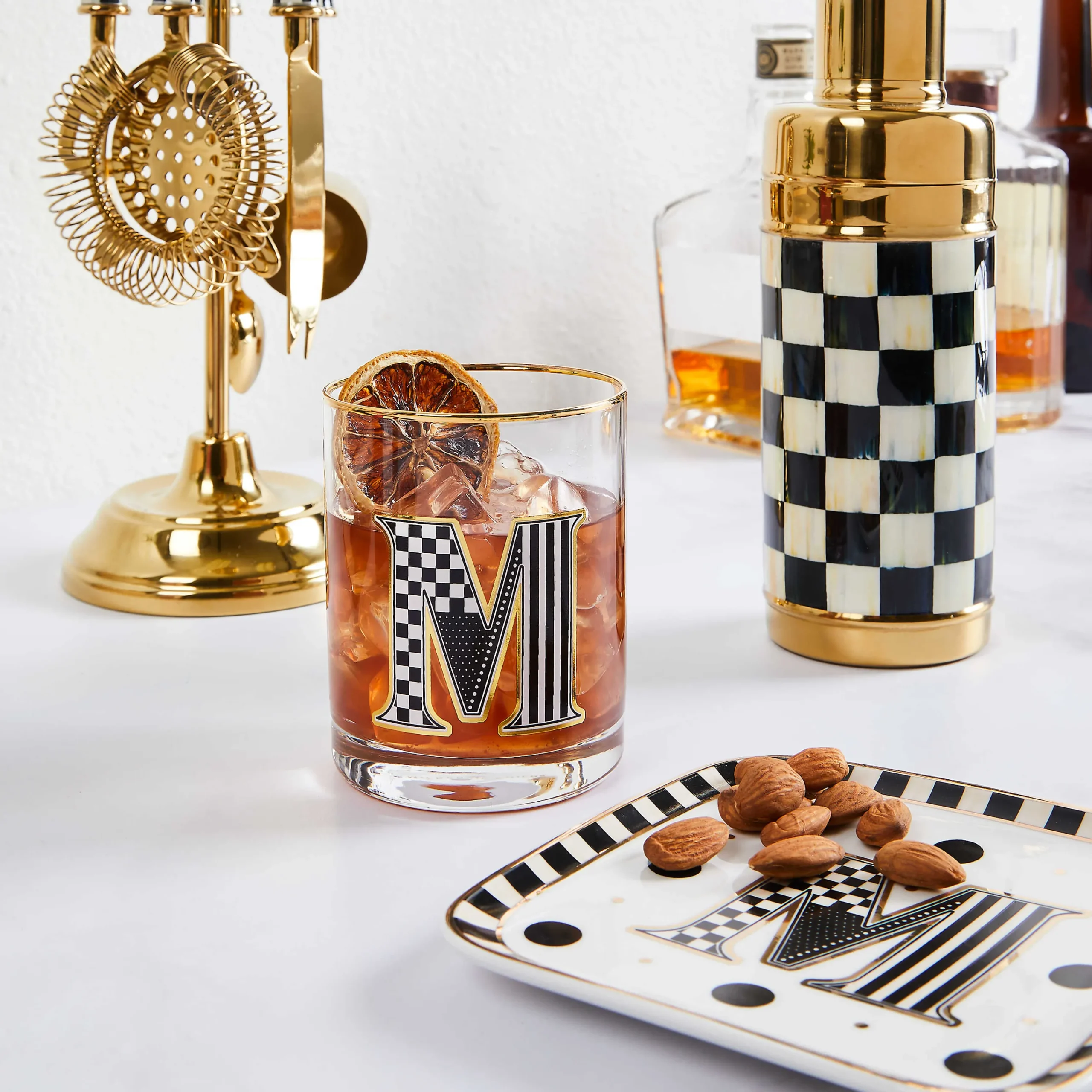 MacKenzie-Childs Holiday|Drinkware<Monogram Tumbler - Q