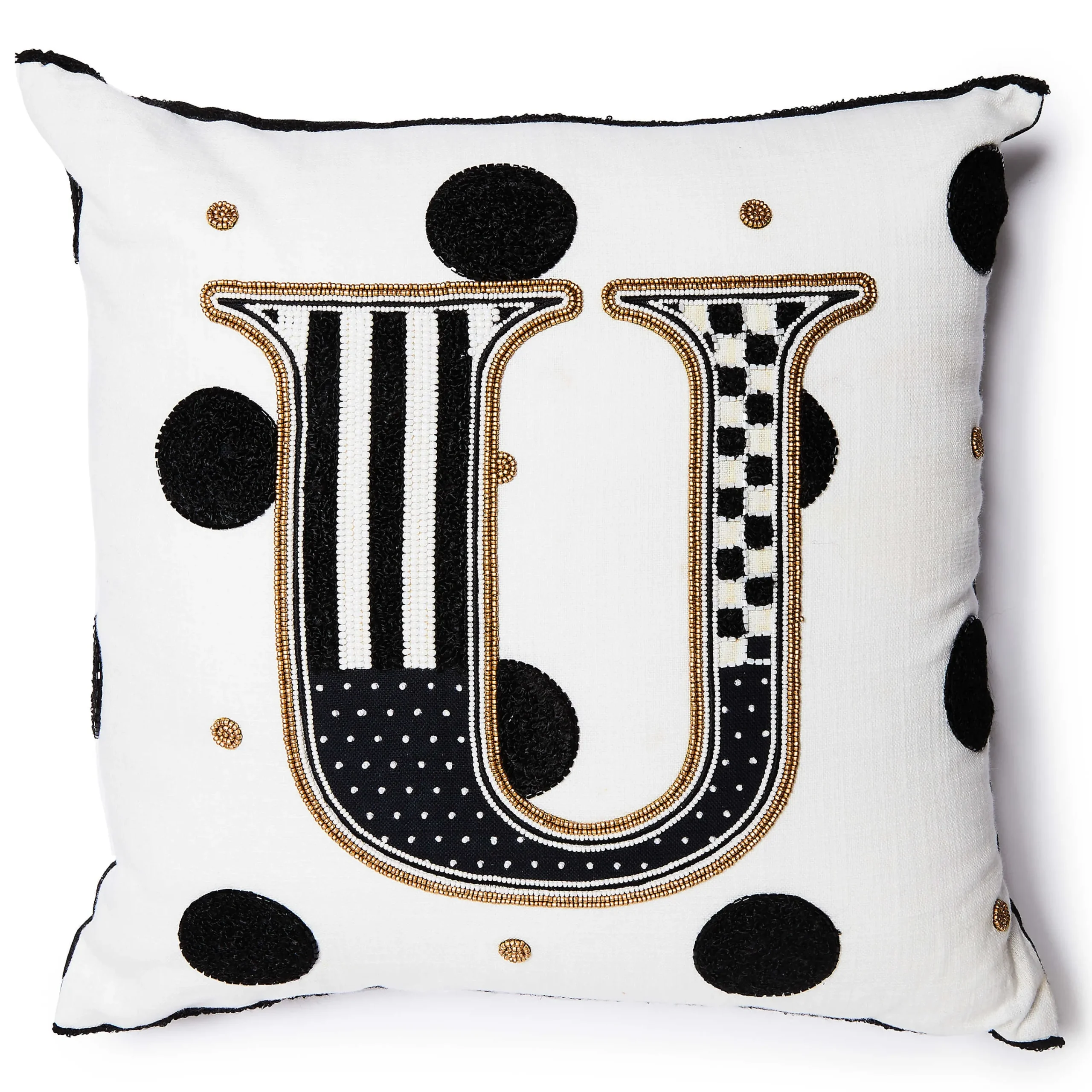 MacKenzie-Childs Pillows, Throws, & Cushions<Monogram U Beaded Throw Pillow