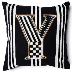 MacKenzie-Childs Pillows, Throws, & Cushions<Monogram Y Beaded Throw Pillow