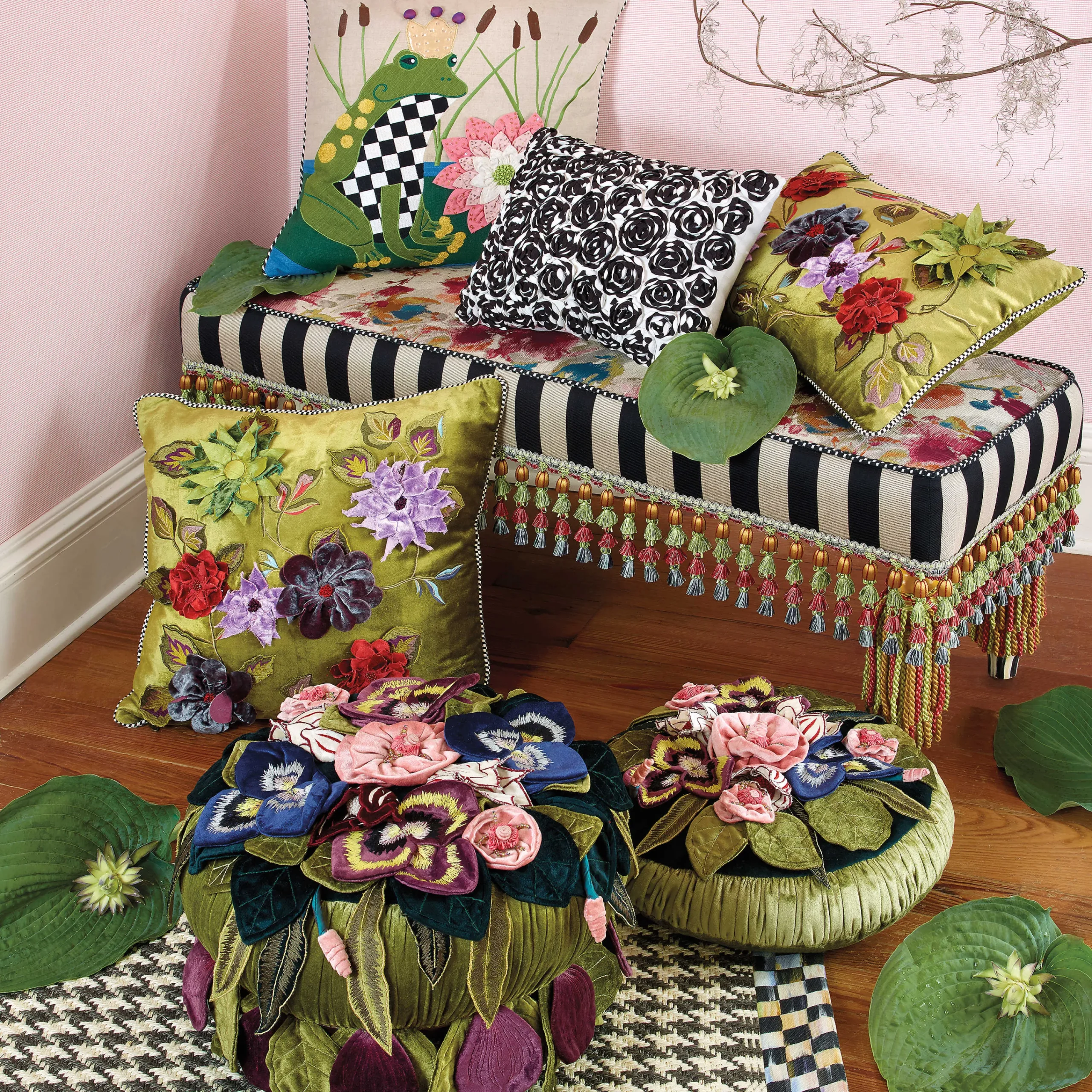 MacKenzie-Childs Living Room<Moonlight Garden Footstool