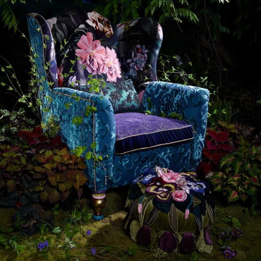 MacKenzie-Childs Living Room<Moonlight Garden Footstool