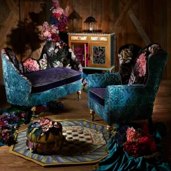 MacKenzie-Childs Living Room<Moonlight Garden Tete-a-Tete Settee