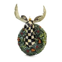 MacKenzie-Childs Holiday<Moose Head Wreath Glass Ornament