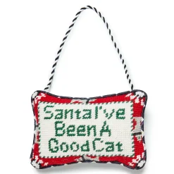 MacKenzie-Childs Holiday<Needlepoint Cat Lover Ornament