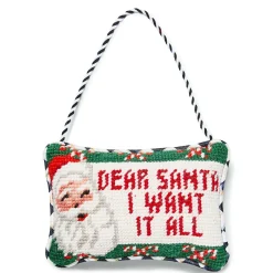 MacKenzie-Childs Holiday<Needlepoint Santa Ornament