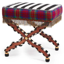 MacKenzie-Childs Bedroom|Living Room<On Wall Street Stripe Cushioned Accent Stool