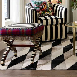 MacKenzie-Childs Bedroom|Living Room<On Wall Street Stripe Cushioned Accent Stool