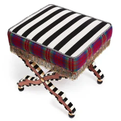 MacKenzie-Childs Bedroom|Living Room<On Wall Street Stripe Cushioned Accent Stool