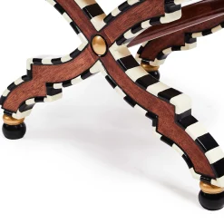 MacKenzie-Childs Bedroom|Living Room<On Wall Street Stripe Cushioned Accent Stool