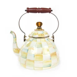 MacKenzie-Childs Tea Kettles<Parchment Check 3 Quart Tea Kettle