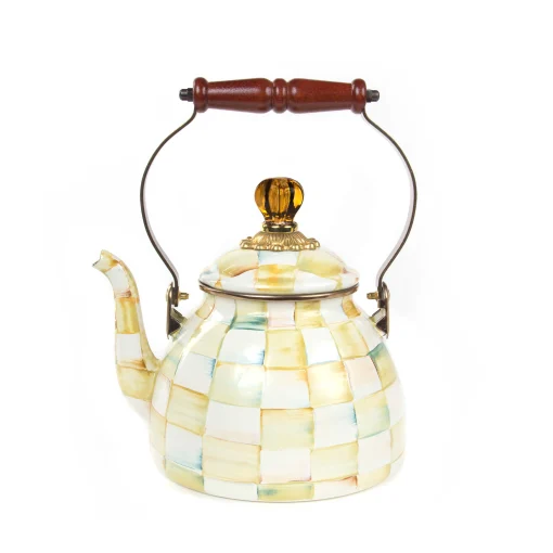 MacKenzie-Childs Tea Kettles<Parchment Check 2 Quart Tea Kettle