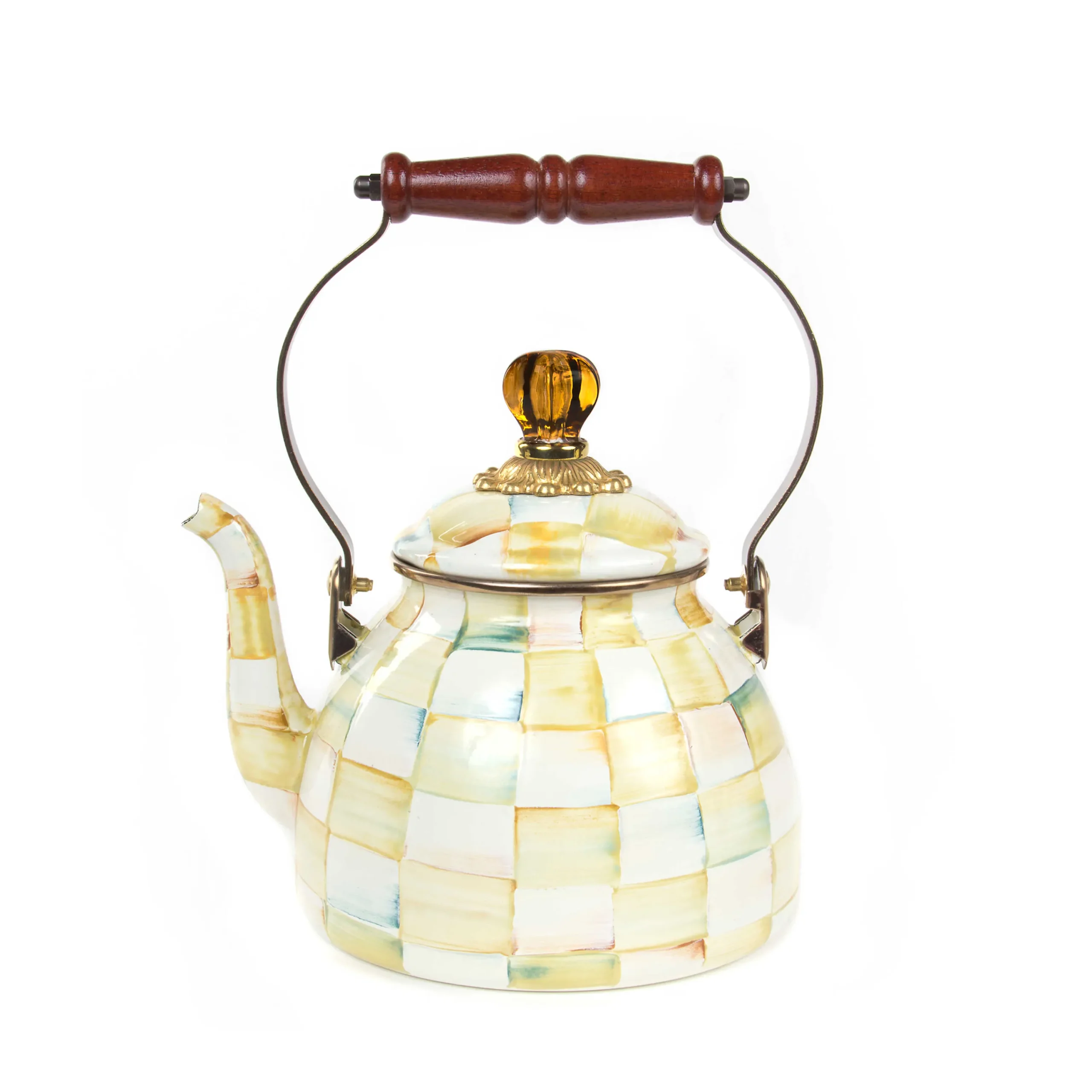 MacKenzie-Childs Tea Kettles<Parchment Check 2 Quart Tea Kettle