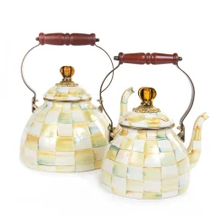 MacKenzie-Childs Tea Kettles<Parchment Check 2 Quart Tea Kettle