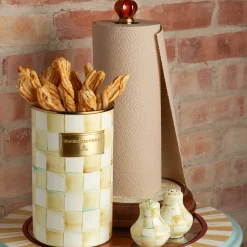 MacKenzie-Childs Kitchen Storage & Organization<Parchment Check Wood Paper Towel Holder