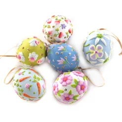 MacKenzie-Childs Easter|Spring<Patience Brewster Bright Floral Eggs, Set of 6
