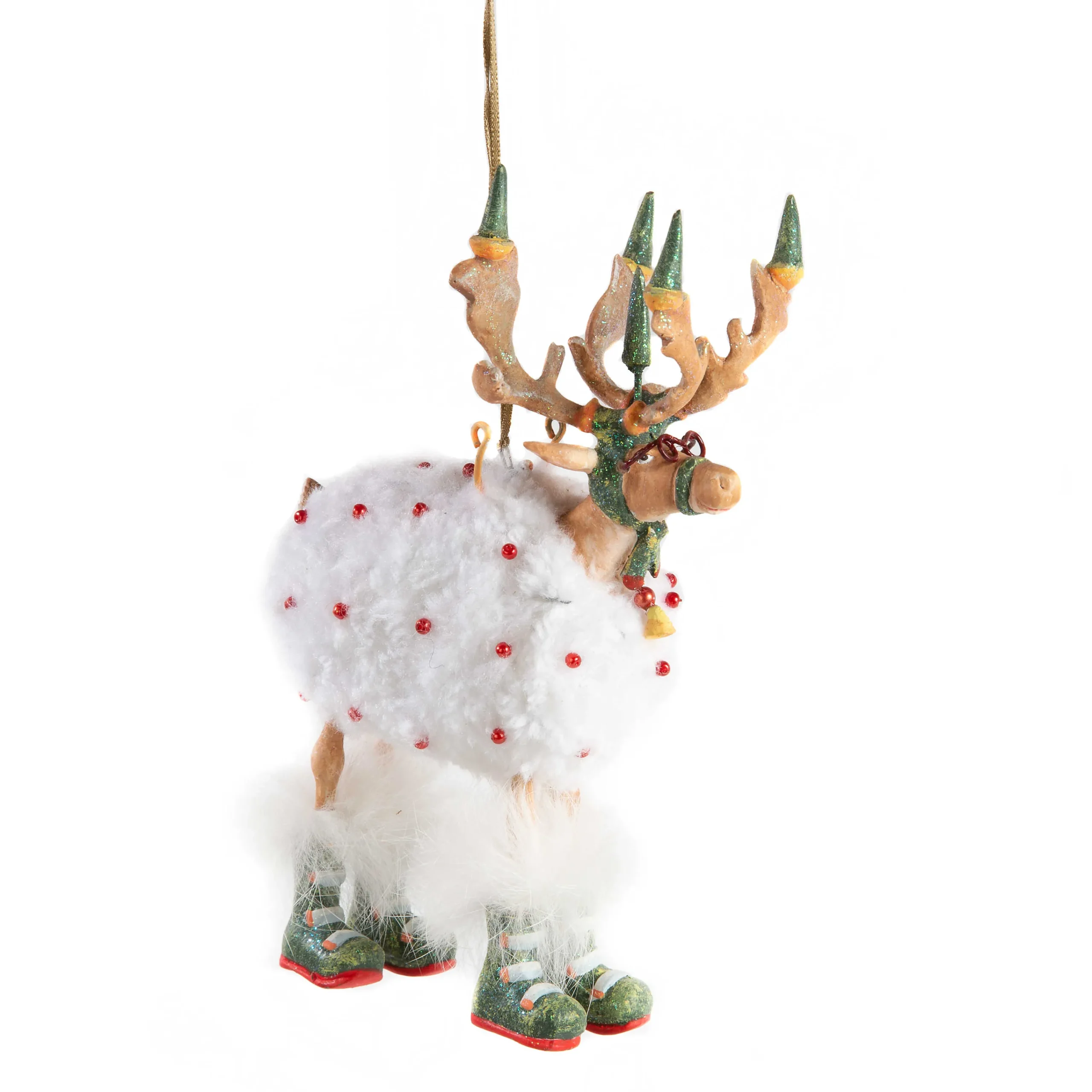 MacKenzie-Childs Holiday<Patience Brewster Dash Away Blitzen Reindeer Ornament