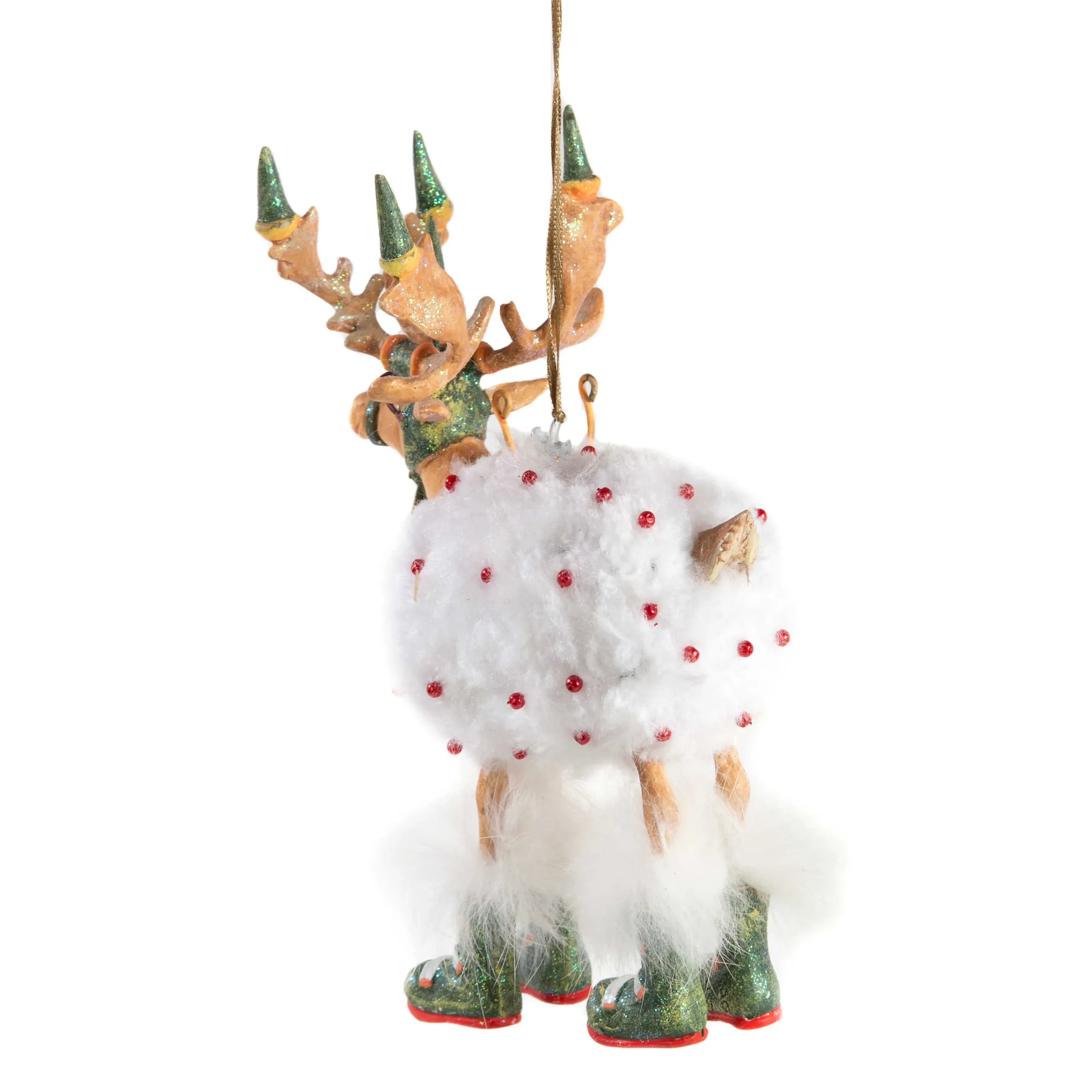 MacKenzie-Childs Holiday<Patience Brewster Dash Away Blitzen Reindeer Ornament