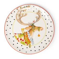 MacKenzie-Childs Holiday|Dinnerware & Flatware<Patience Brewster Dash Away Dessert Plates, Set of 4