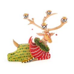 MacKenzie-Childs Holiday|Room Accents<Patience Brewster Dash Away Sitting Prancer Reindeer Candelabra