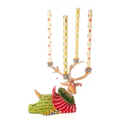 MacKenzie-Childs Holiday|Room Accents<Patience Brewster Dash Away Sitting Prancer Reindeer Candelabra