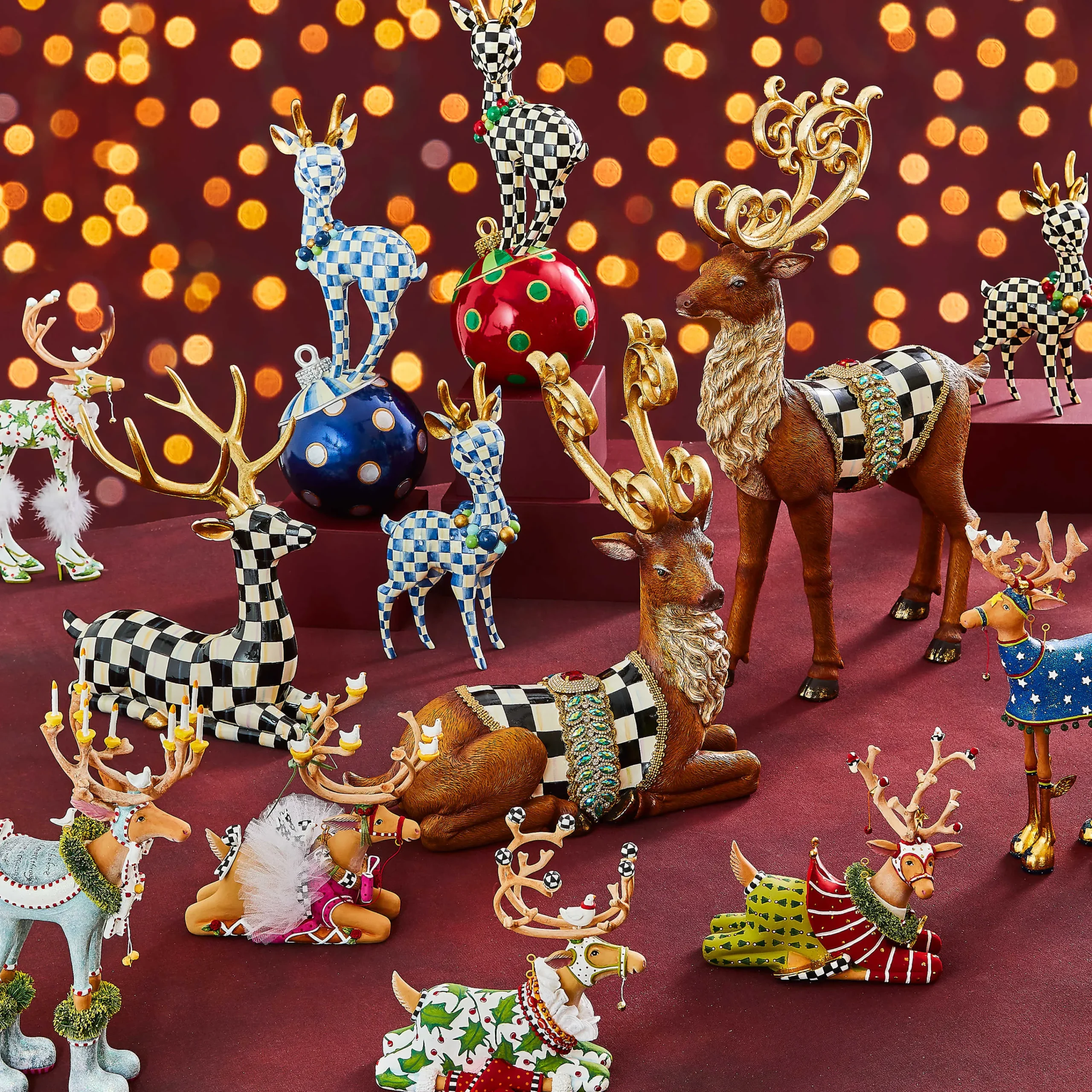 MacKenzie-Childs Holiday|Room Accents<Patience Brewster Dash Away Sitting Prancer Reindeer Figure
