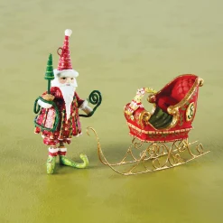 MacKenzie-Childs Holiday<Patience Brewster Dash Away Santa Mini Ornaments Set