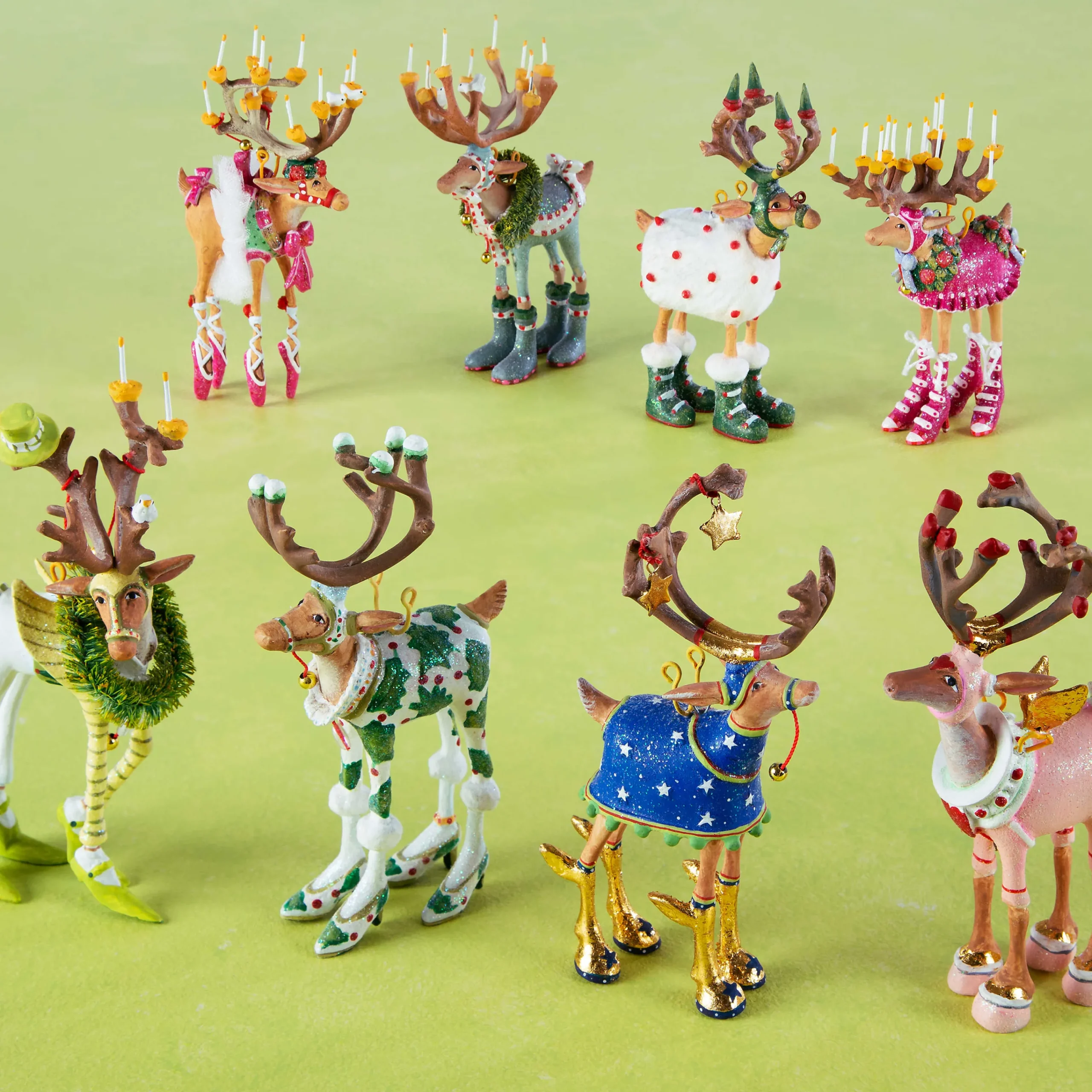 MacKenzie-Childs Holiday<Patience Brewster Dash Away Reindeer Mini Ornaments Set