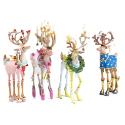 MacKenzie-Childs Holiday<Patience Brewster Dash Away Reindeer Ornament Set-B