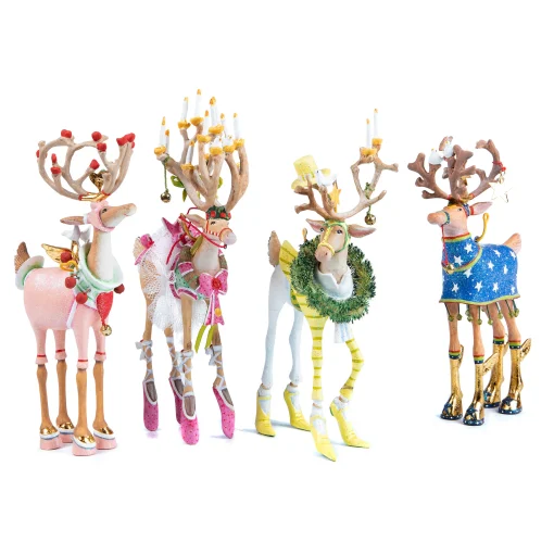 MacKenzie-Childs Holiday<Patience Brewster Dash Away Reindeer Ornament Set-B
