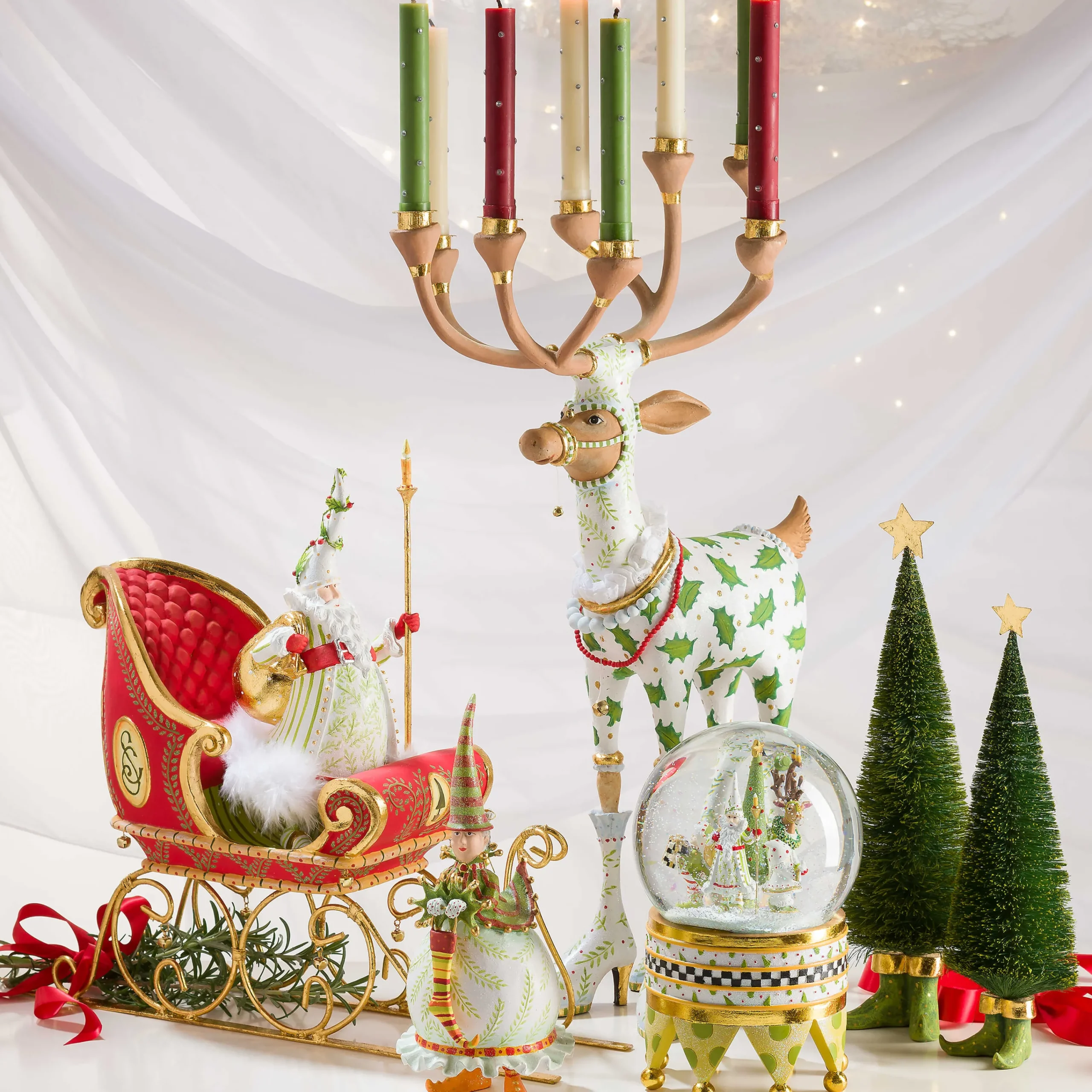 MacKenzie-Childs Holiday|Room Accents<Patience Brewster Dash Away Sisal Elf Tree Figures