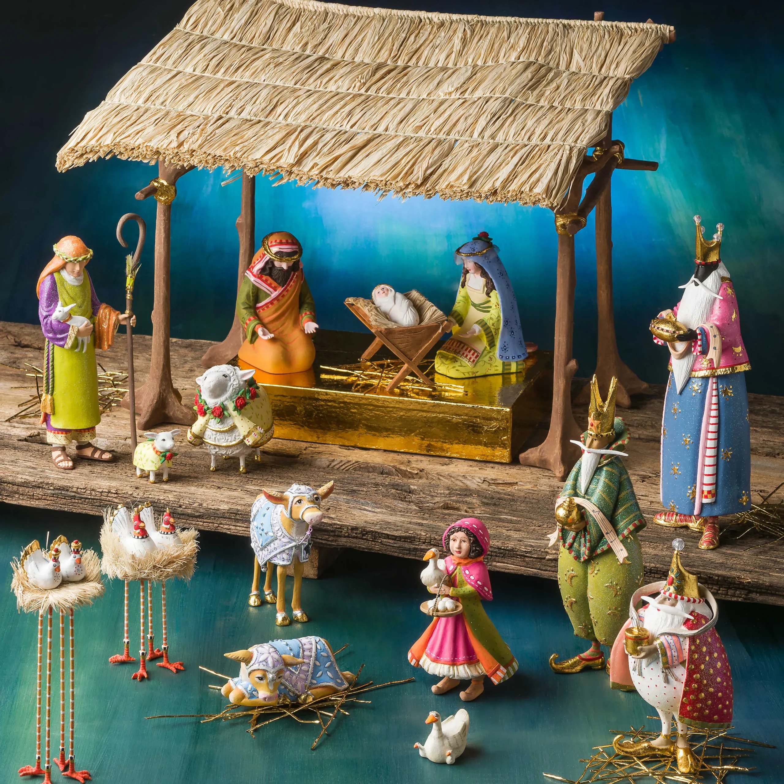 MacKenzie-Childs Holiday|Room Accents<Patience Brewster Nativity Girl with Duck Figures