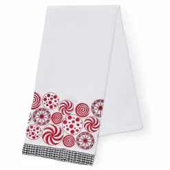 MacKenzie-Childs Holiday|Kitchen & Table Linens<Peppermint Embroidered Dish Towel