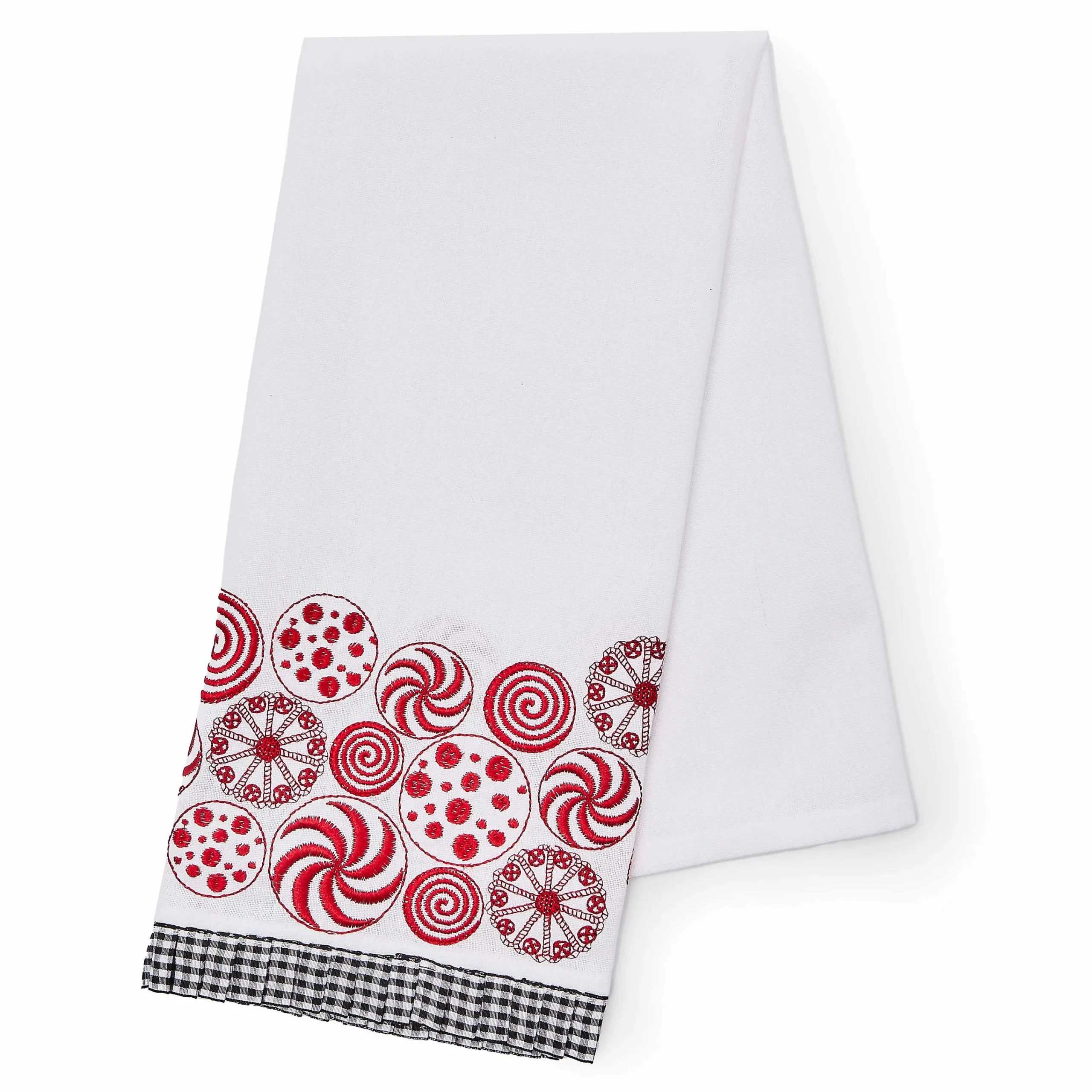 MacKenzie-Childs Holiday|Kitchen & Table Linens<Peppermint Embroidered Dish Towel