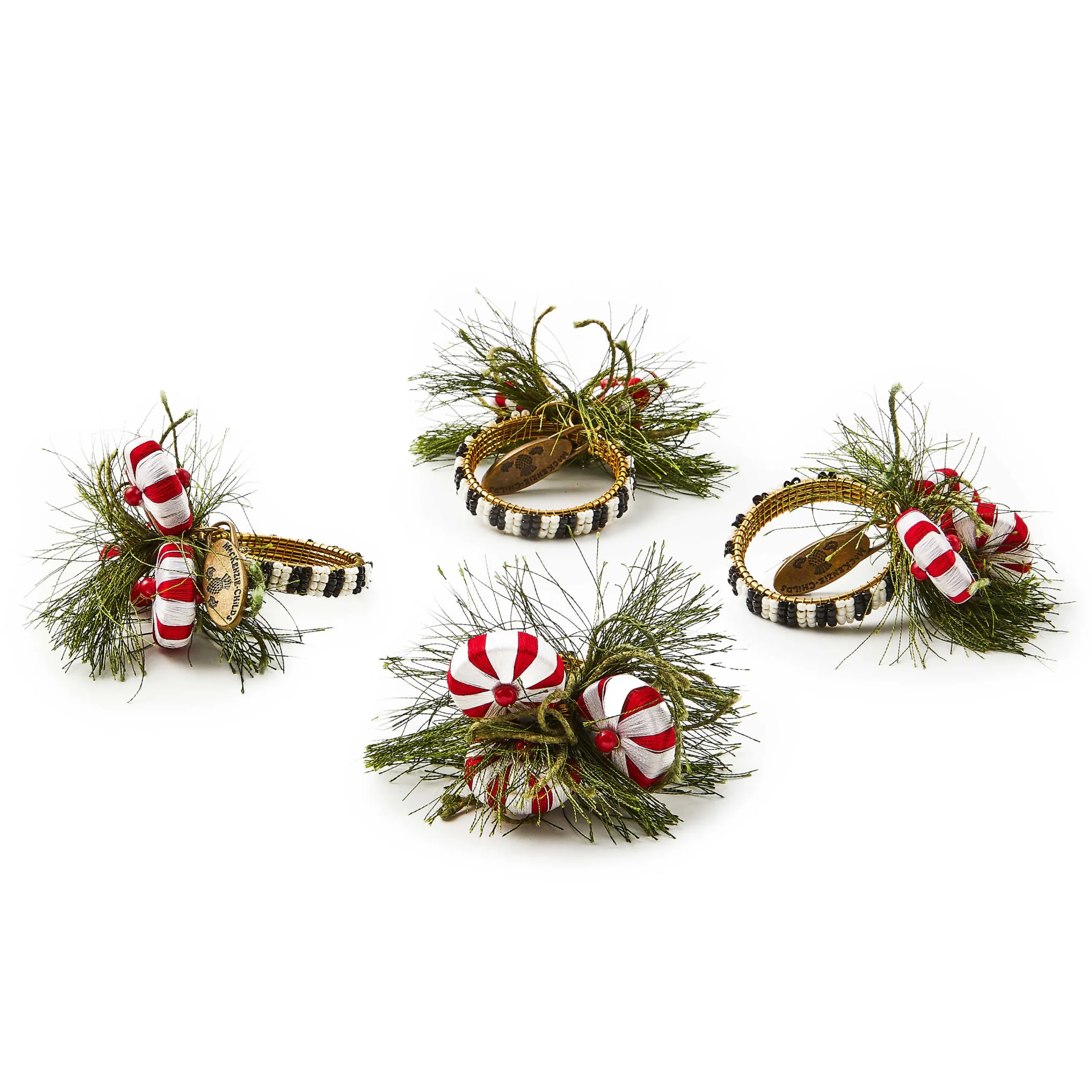 MacKenzie-Childs Table Accessories|Kitchen & Table Linens<Peppermint  Pine Napkin Rings, Set of 4