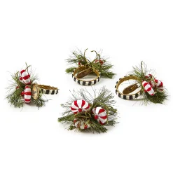 MacKenzie-Childs Table Accessories|Kitchen & Table Linens<Peppermint  Pine Napkin Rings, Set of 4