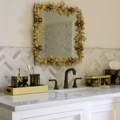 MacKenzie-Childs Room Accents<Petal Square Gold Wall Mirror