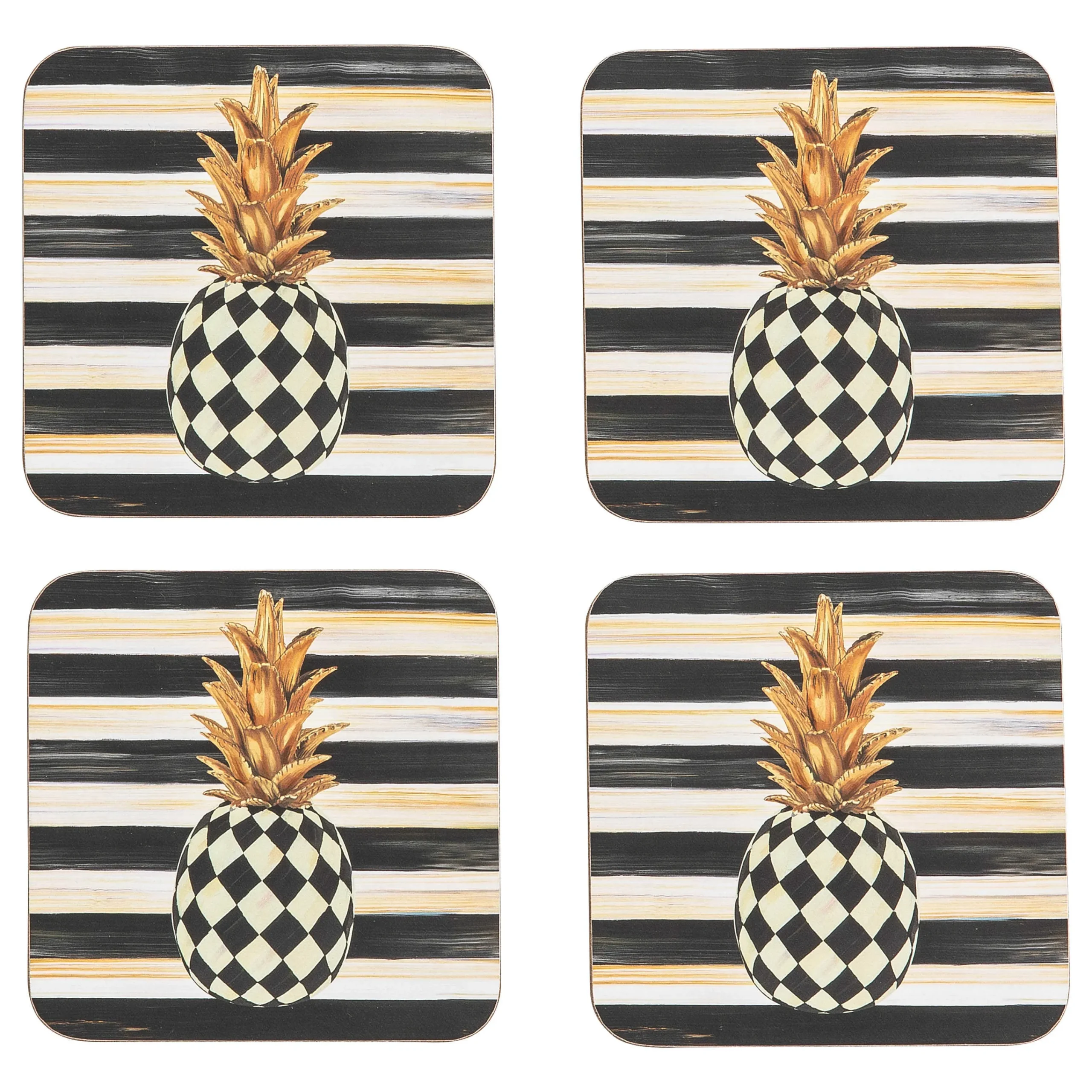 MacKenzie-Childs Table Accessories|Kitchen & Table Linens<Pineapple Cork Back Coasters, Set of 4