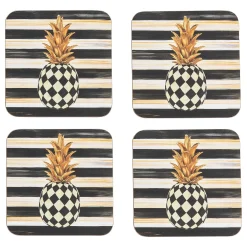 MacKenzie-Childs Table Accessories|Kitchen & Table Linens<Pineapple Cork Back Coasters, Set of 4