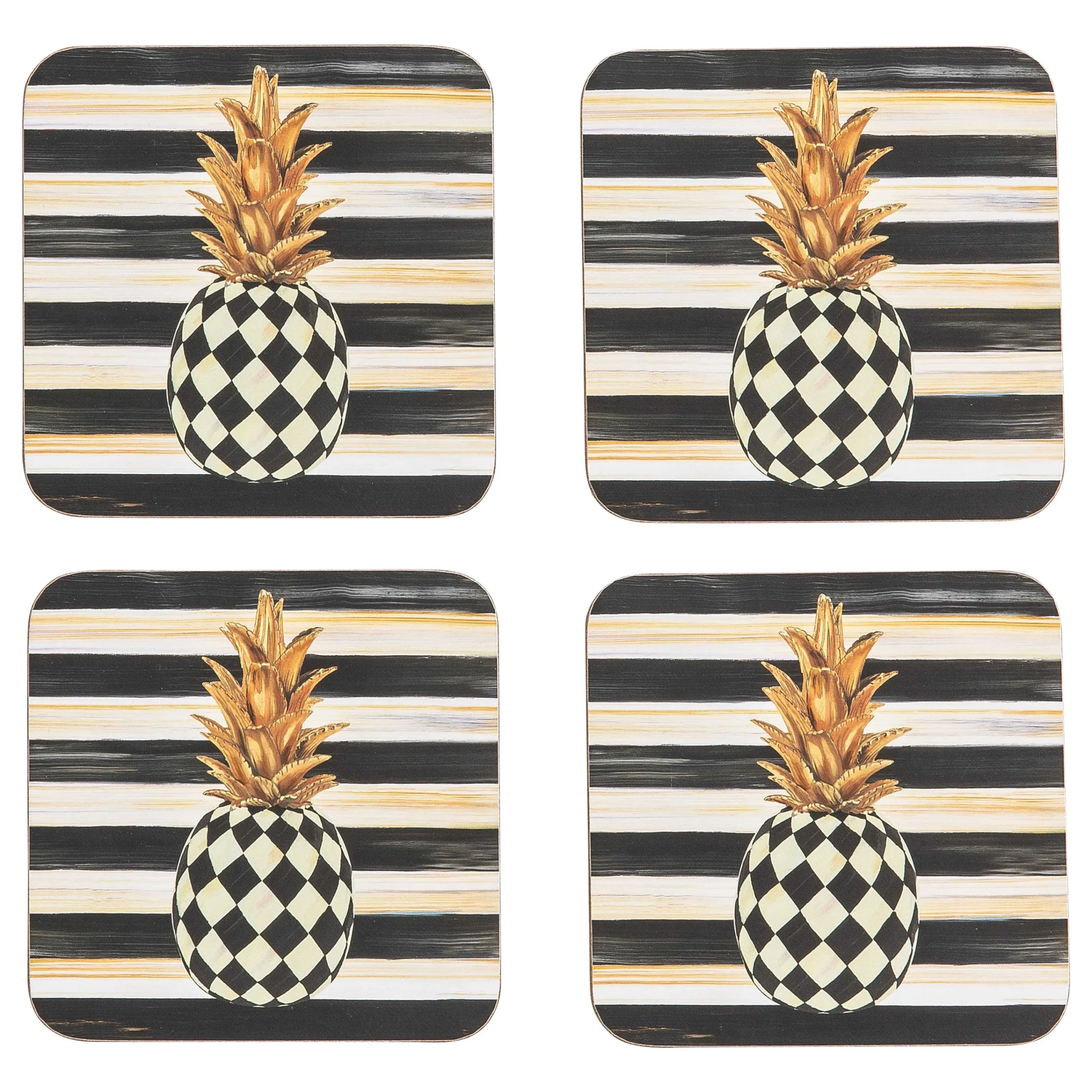 MacKenzie-Childs Table Accessories|Kitchen & Table Linens<Pineapple Cork Back Coasters, Set of 4