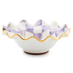 MacKenzie-Childs Dinnerware & Flatware<Plum Check Ceramic Fluted Breakfast Bowl