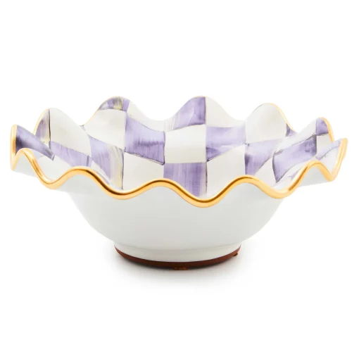 MacKenzie-Childs Dinnerware & Flatware<Plum Check Ceramic Fluted Breakfast Bowl