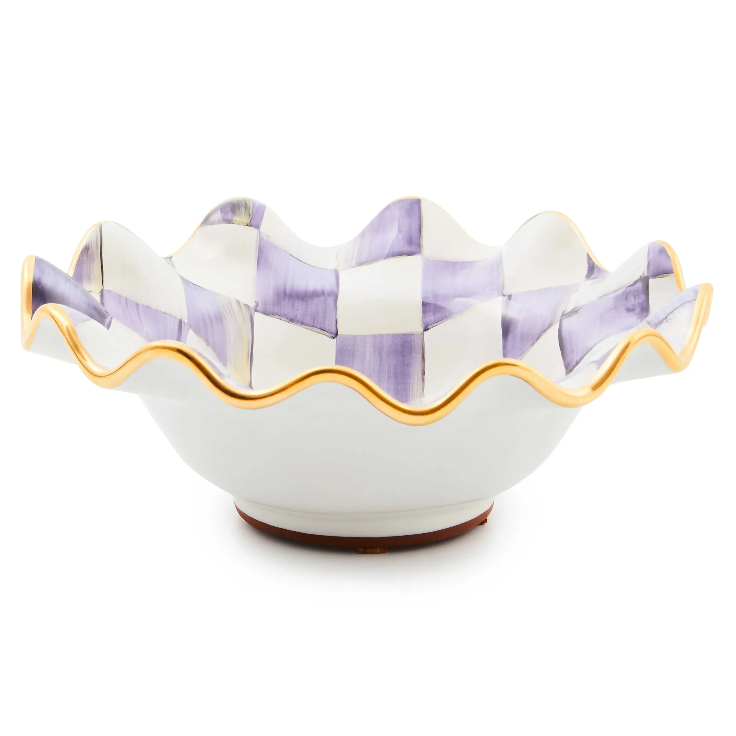 MacKenzie-Childs Dinnerware & Flatware<Plum Check Ceramic Fluted Breakfast Bowl